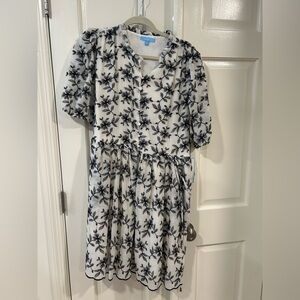 Draper James Ivory Dress with Black Embroidery